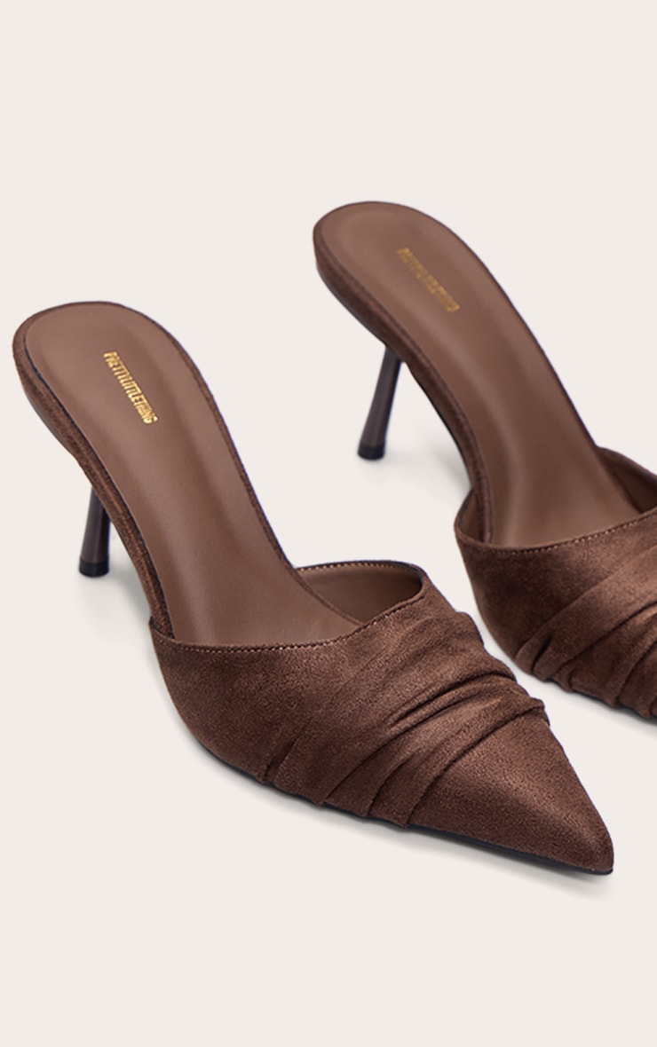 Chocolate Faux Suede Kick Heeled Mule image 5