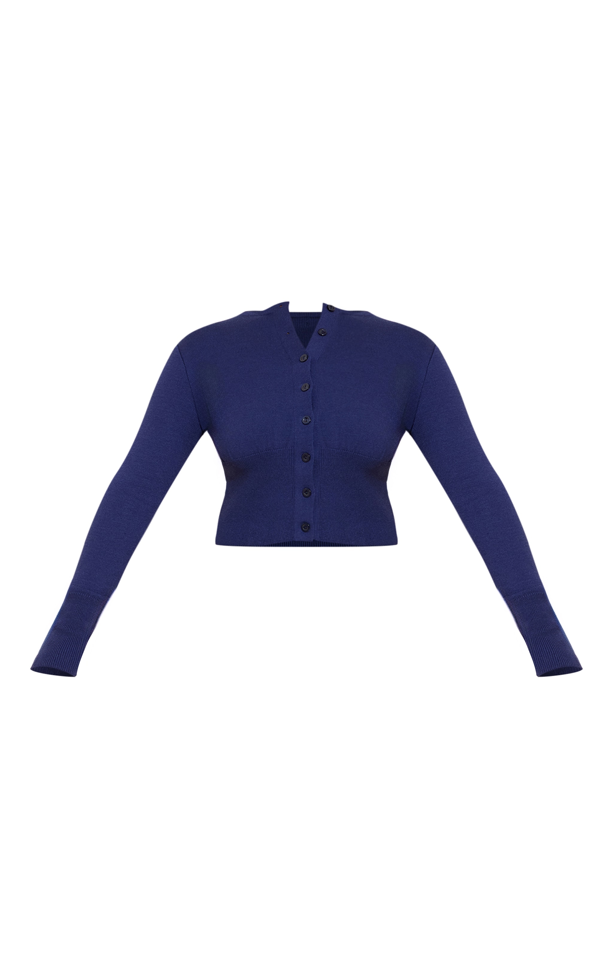 Shape NAVY Knitted Button Front Wide Rib Cardigan image 5