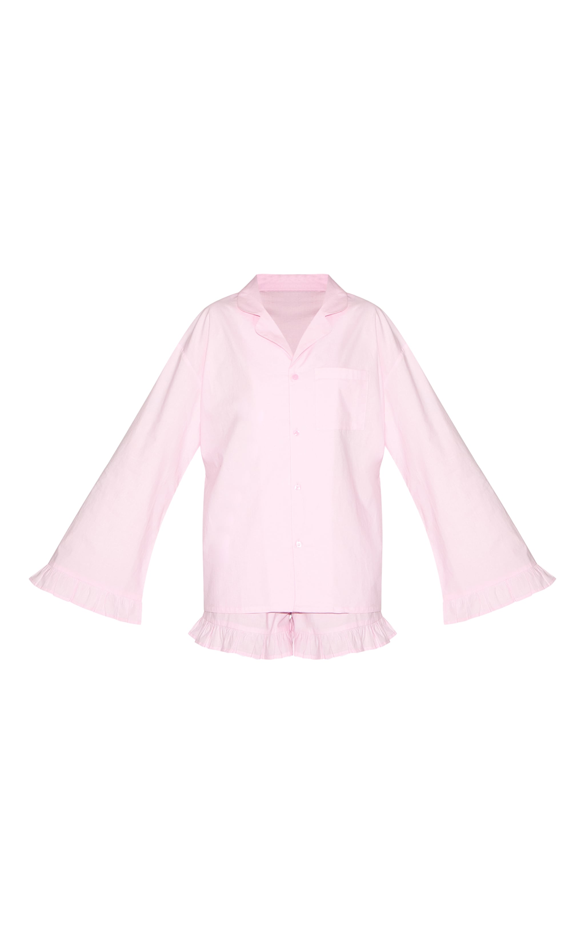 Baby Pink Cotton Poplin Frill Hem Short Pj Set image 5