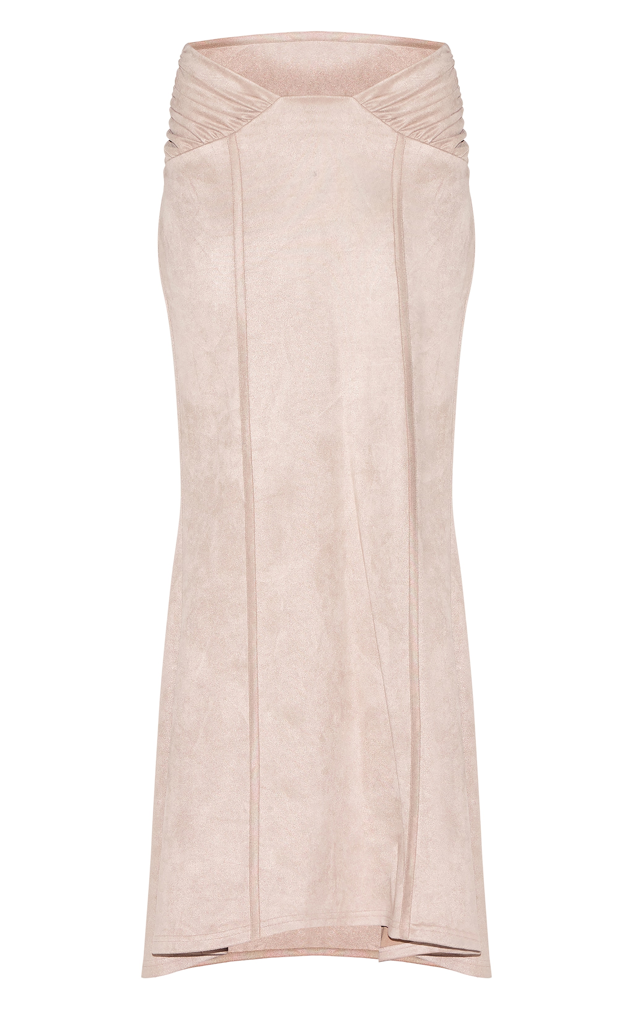 Stone Faux Suede Ruching Waist Detail Maxi Skirt image 5