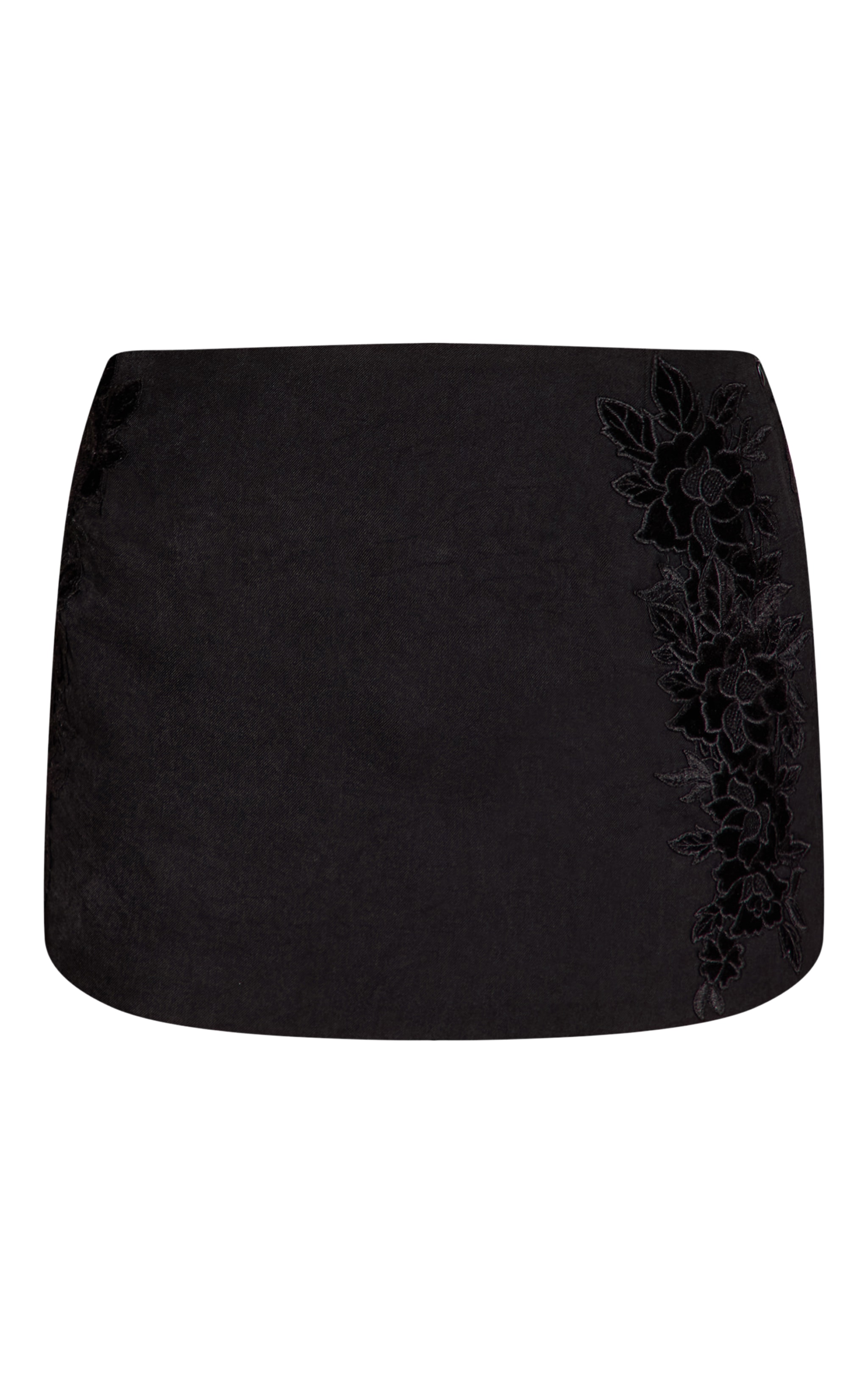 Black Woven Floral Velvet Mini Skirt  image 6