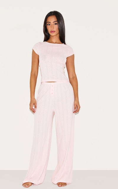 Petite Pantalon de pyjama en pointelle rose tendre