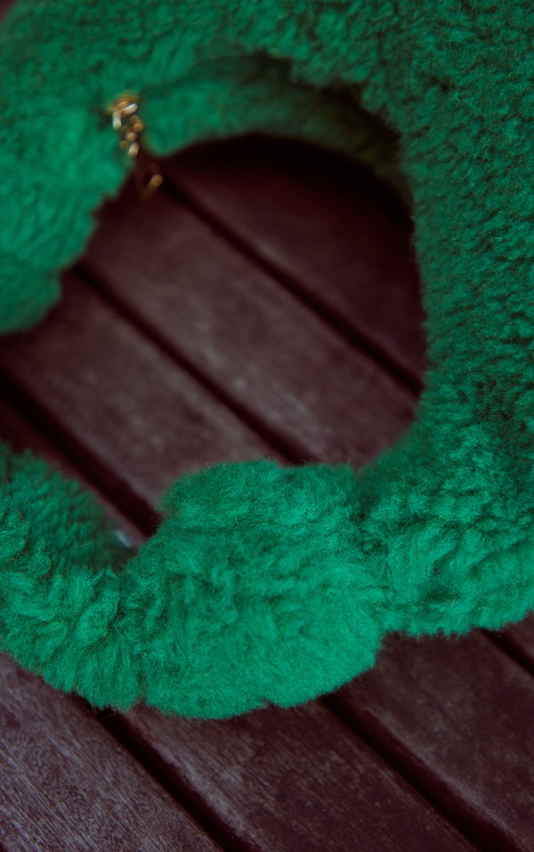 Green Fluffy Knot Handle Curved Handbag PrettyLittleThing USA