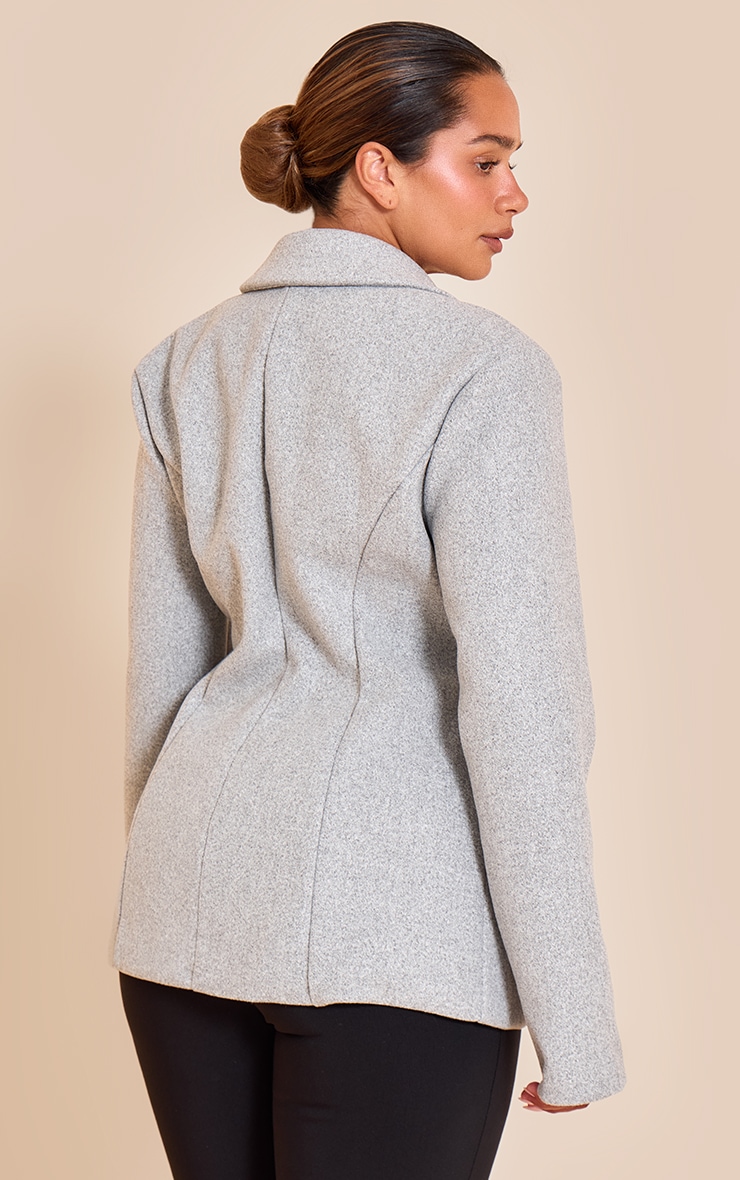 Shape Charcoal Wool Look Cinched Waist Blazer image 2