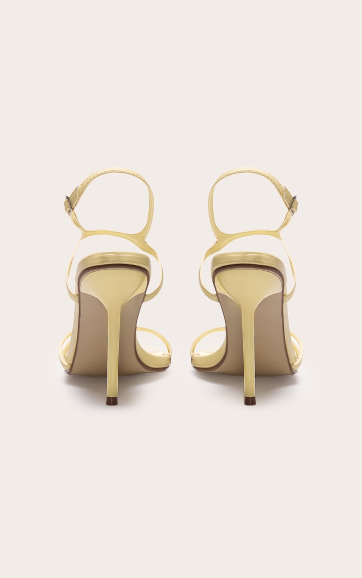 Lemon Pu Round Toe Asymmetric Strap High Stiletto Heeled Sandals image 3