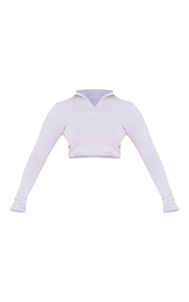 Shape Grey Marl Cotton Zip High Neck Crop Top image 5