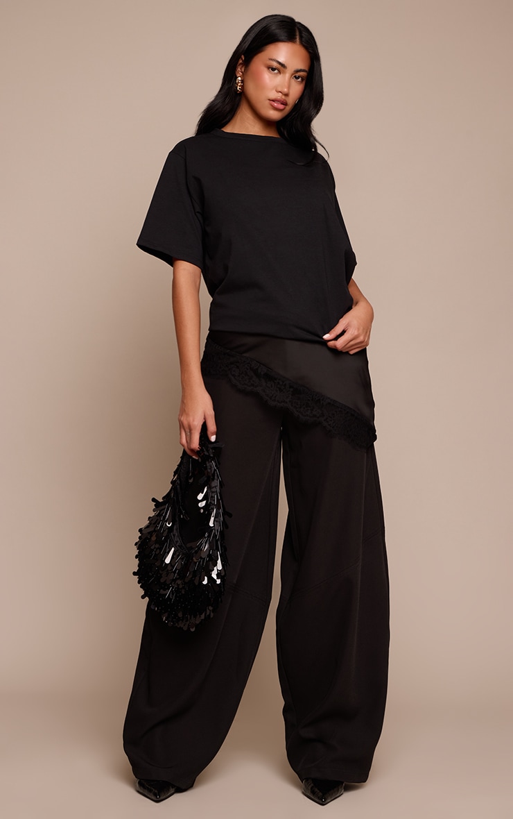 Black Seam Detail Woven Balloon Pants image 1