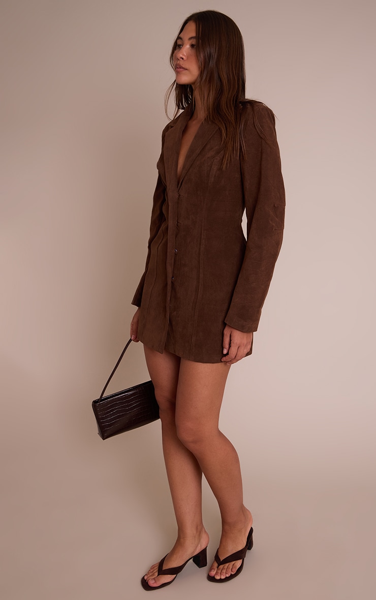 Brown Croc Faux Suede Blazer Dress image 3