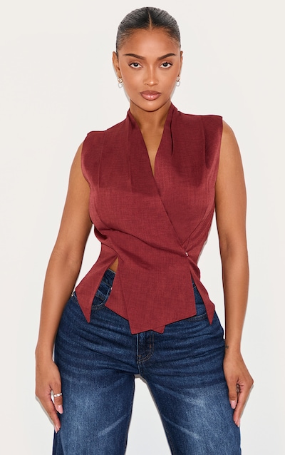 Shape Gilet de tailleur cache-coeur bordeaux