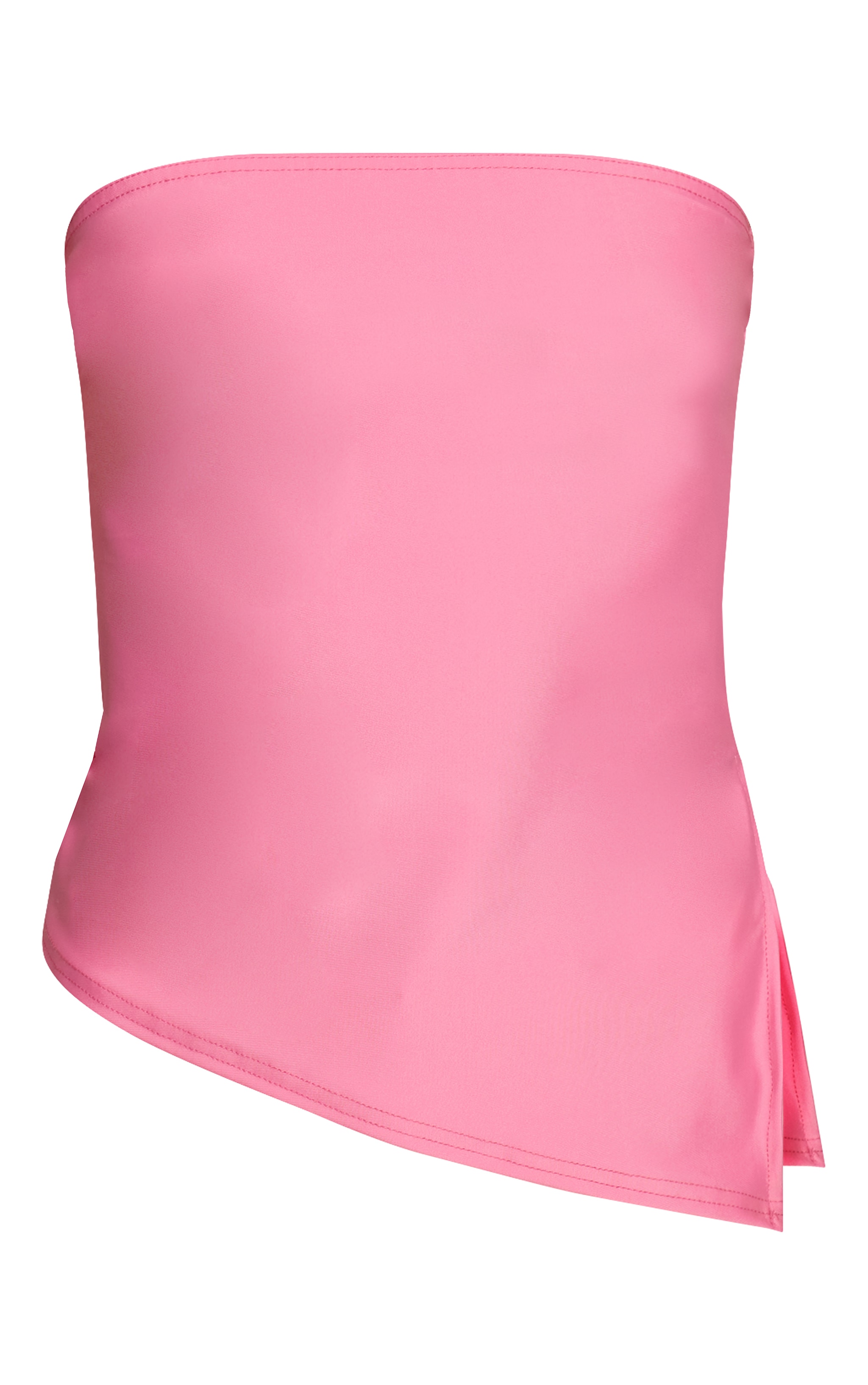 Pink Contour Slinky Bandeau Asymmetric Split Hem Longline Top image 5