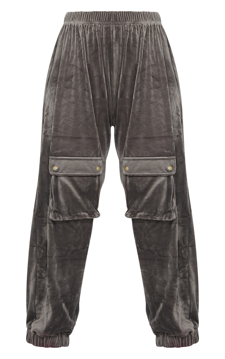 Plus Mocha Velour Pocket Detail Joggers image 5