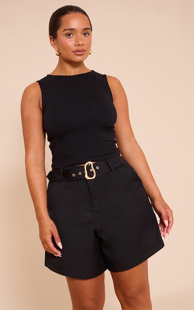 Shape Jort de tailleur noir à empiècement doré effet vagues