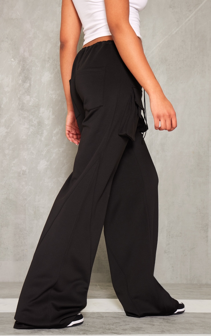 Tall Black Scuba Pocket Detail Cargo Pants image 3