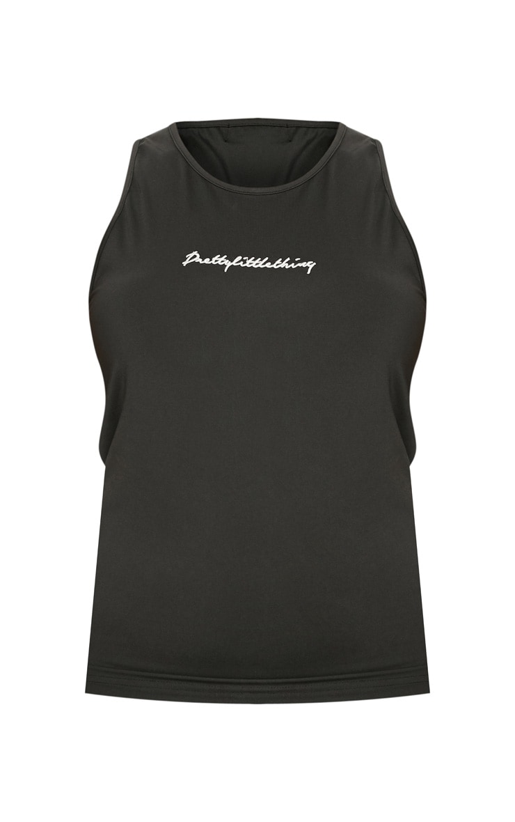 PRETTYLITTLETHING Plus Black Embroidered Vest Top image 3