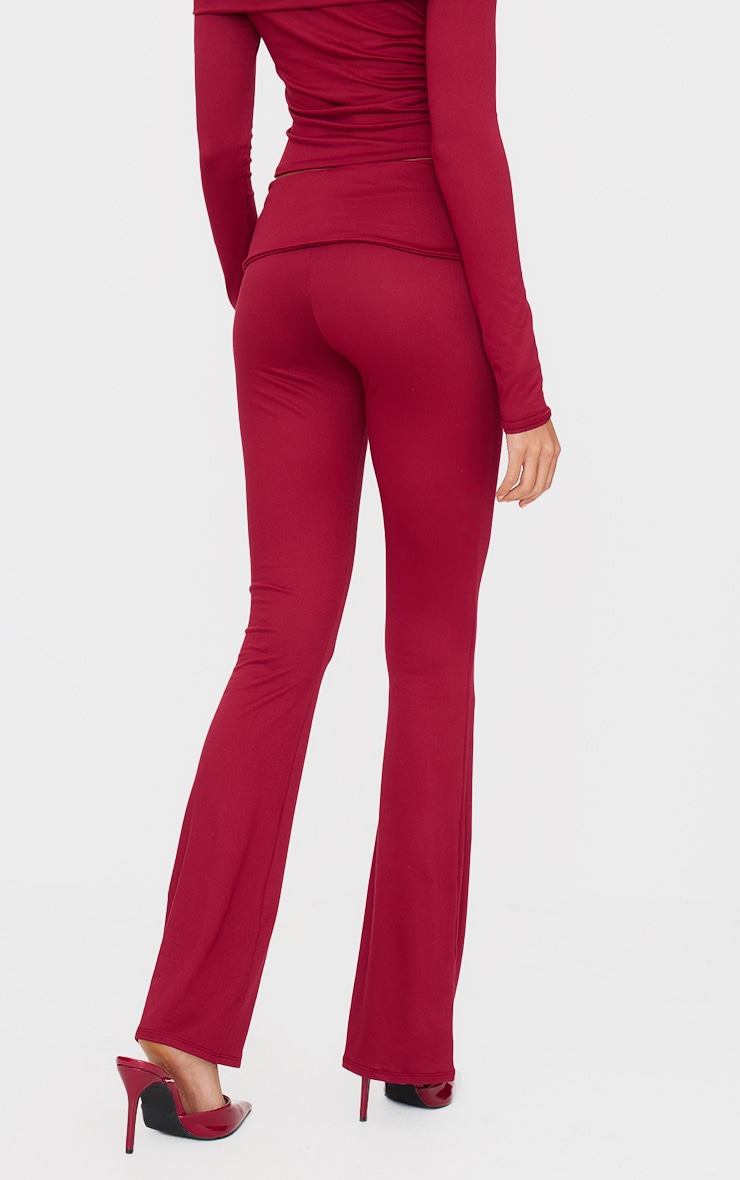 Pantalon flare skinny doux bordeaux replié image 3