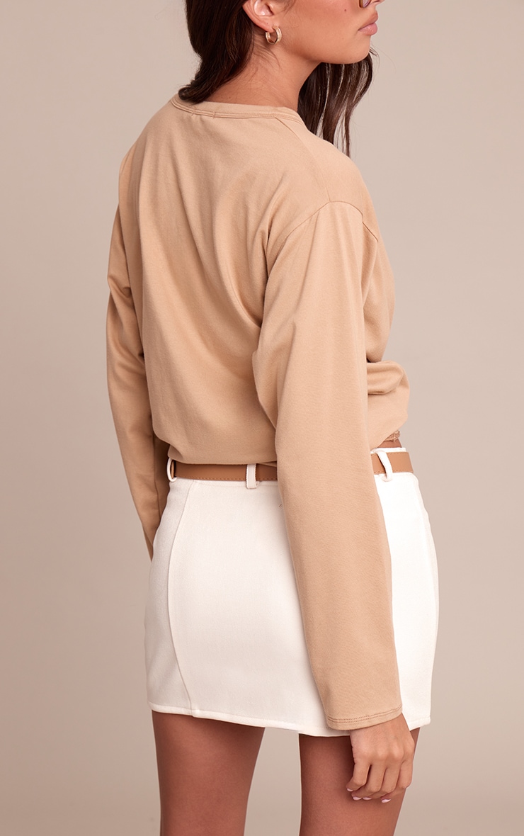 Cream Belted Mini Skirt image 3
