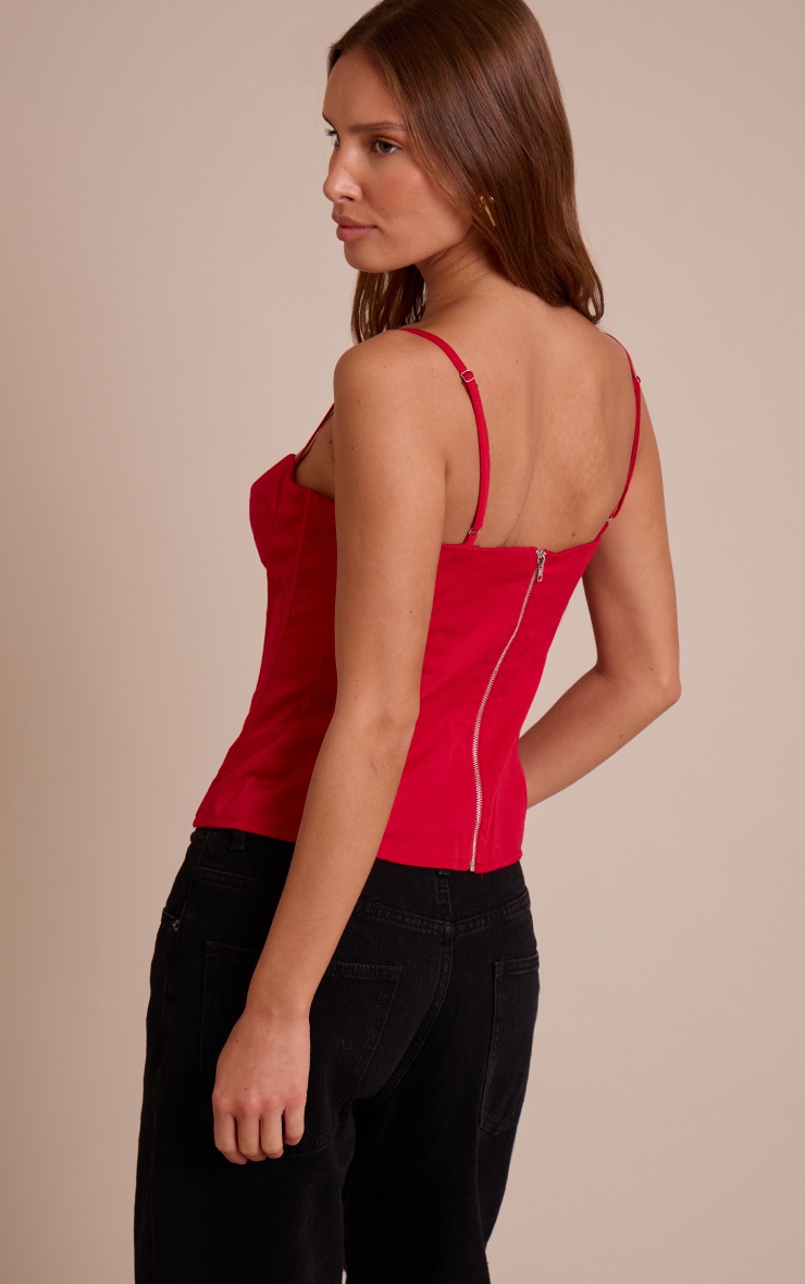 Red Structured Corset Top image 2