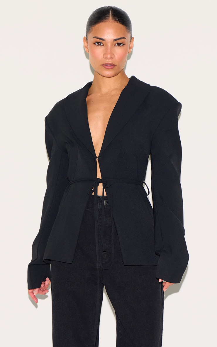 Petite Blazer de tailleur ajusté noir image 1