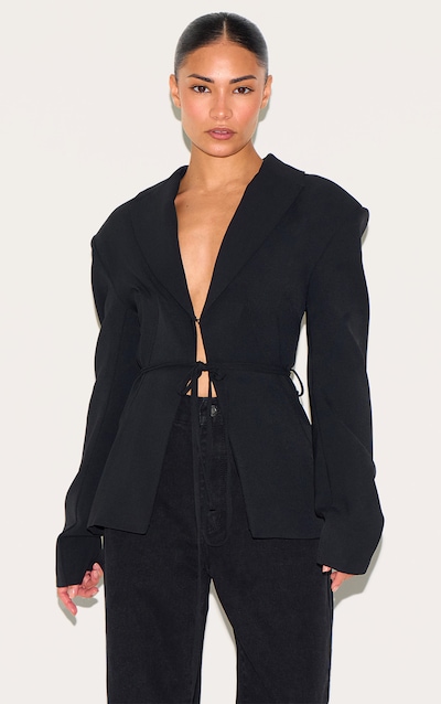 Petite Blazer de tailleur ajusté noir