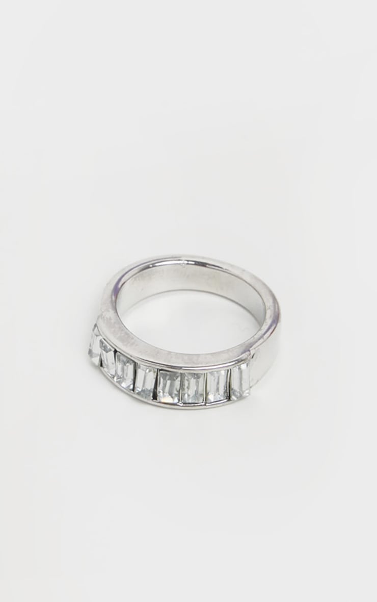 Silver Chunky Diamante Ring