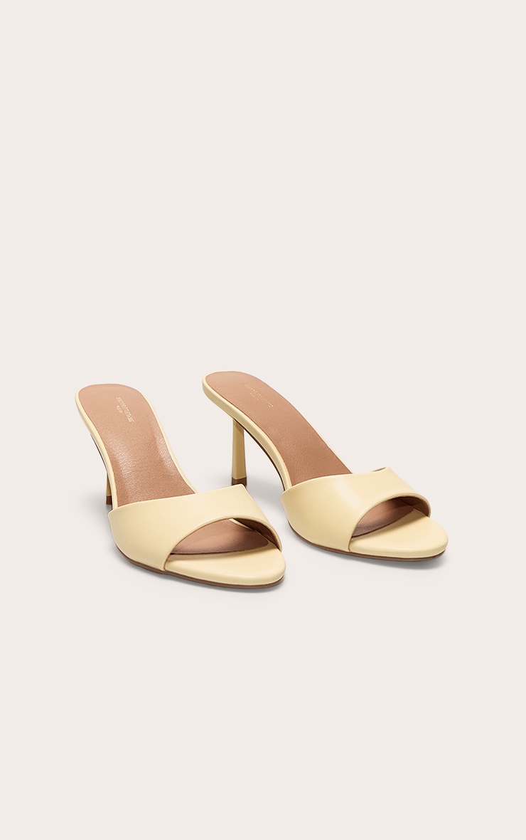 Wide Fit Lemon Pu Round Toe Mid Stiletto Heel Mules image 2