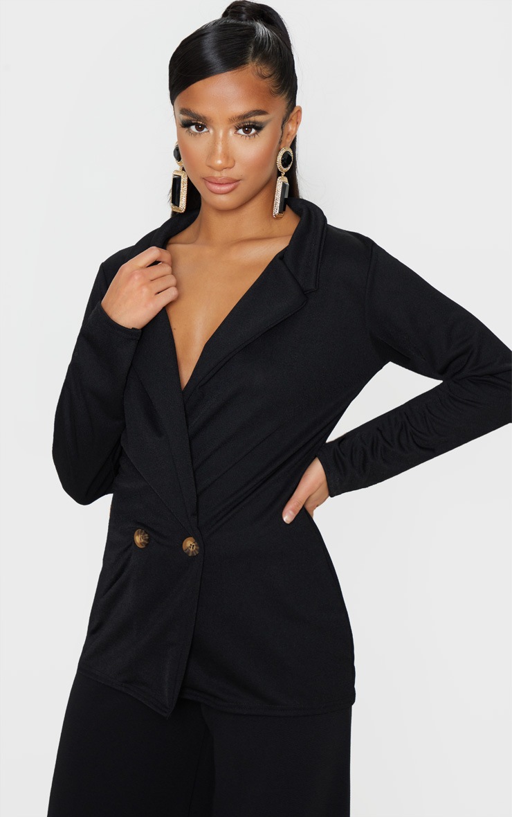 Petite - Blazer oversized noir à boutons