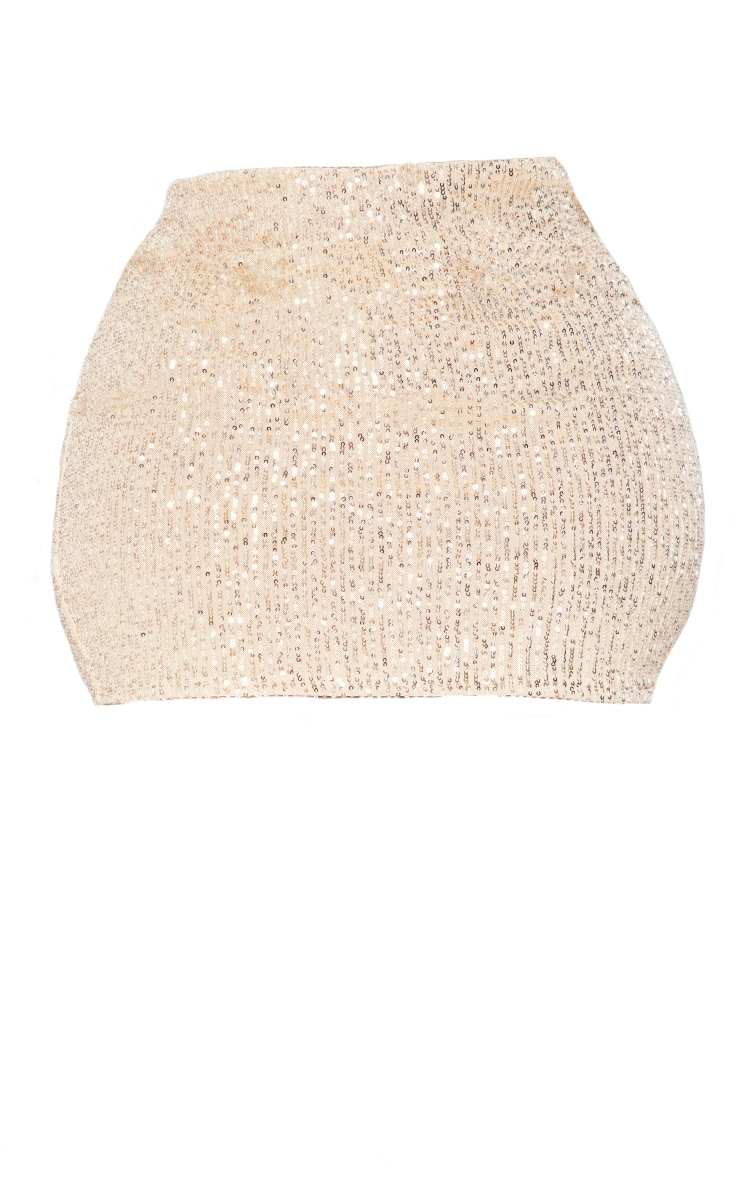 Plus Gold Sequin Bodycon Mini Skirt image 6