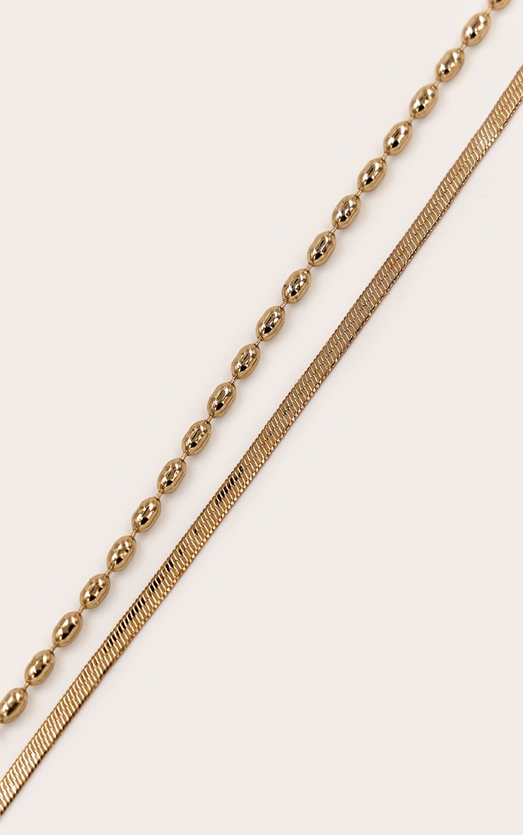 Gold Ball Chain Snake Layered Necklace image 3