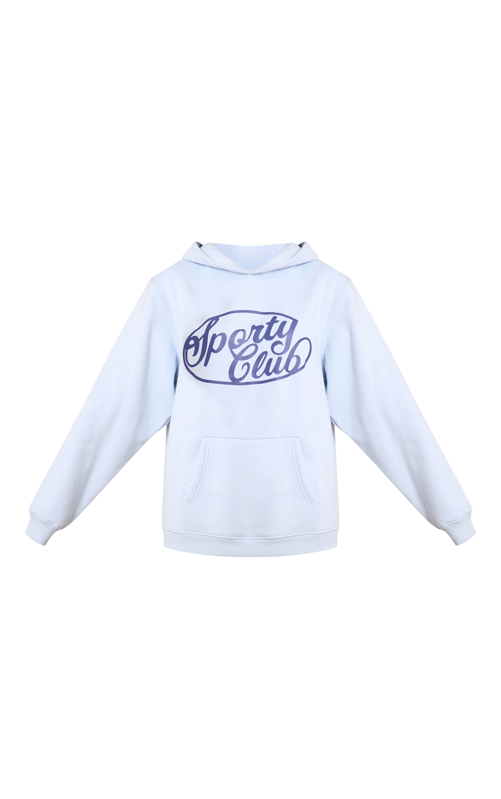Light Blue Sports Club Cotton Fleece Oversized Pull Over Hoodie image 5