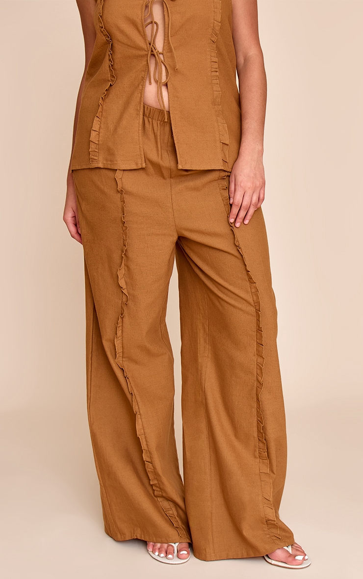 Plus Tan Wide Leg Drawstring Pants | Plus Size | PrettyLittleThing USA