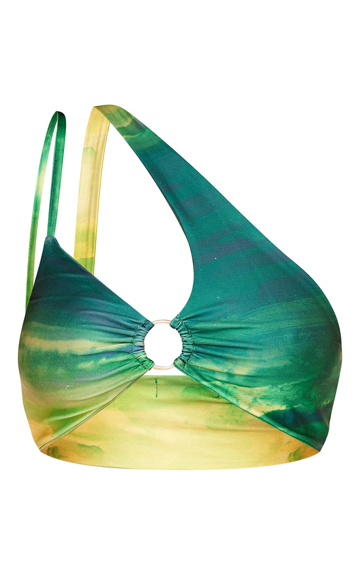Green Ombre O Ring One Shoulder Bikini Top PrettyLittleThing AUS
