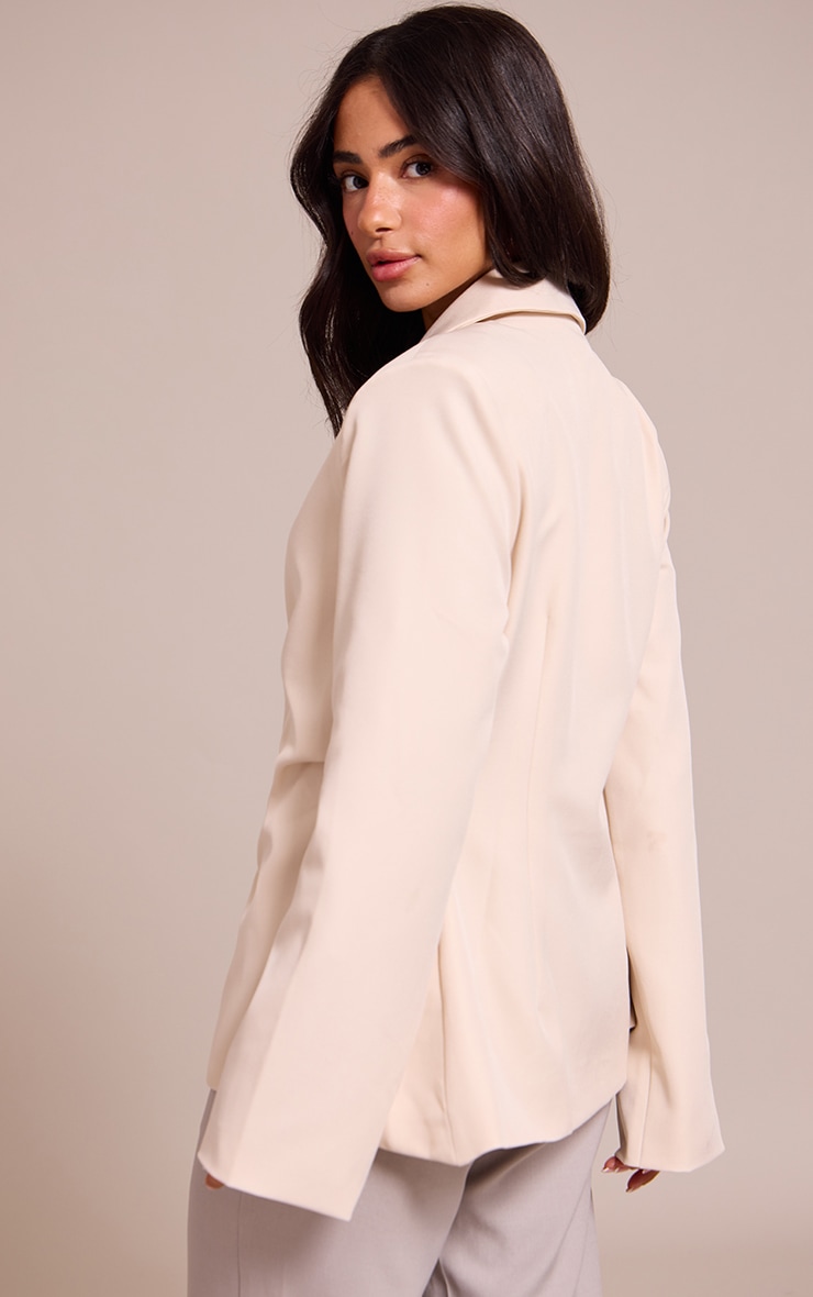 Petite Cream Asymmetric Style Wrap Blazer image 2