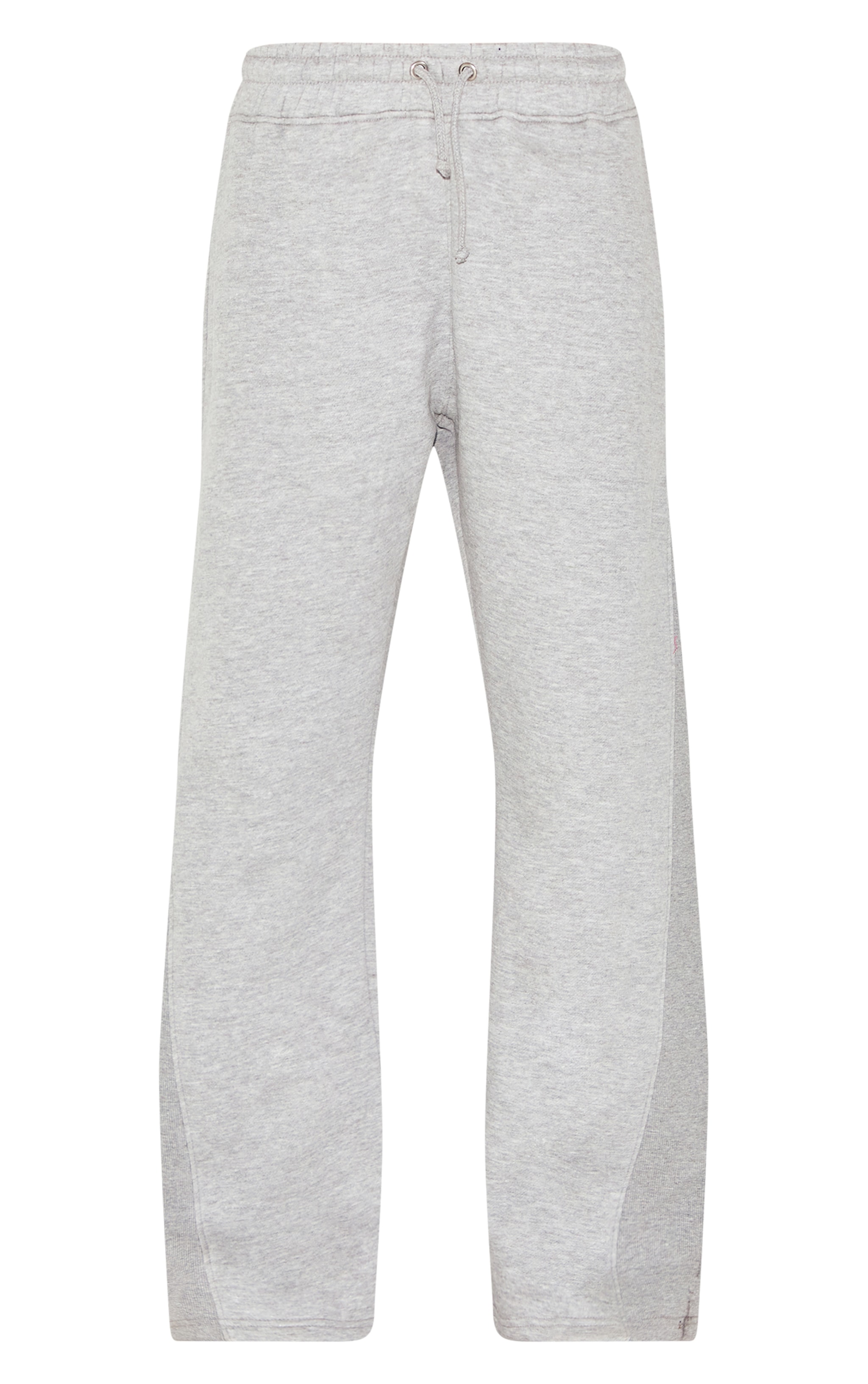 Ash Grey Panelled Rib Detail Wide Leg Track Pants image 5