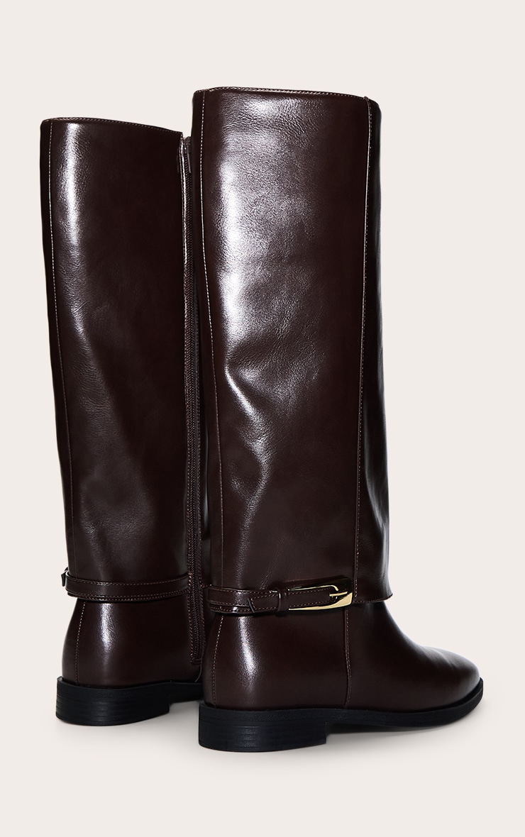 Chocolate Fold Over Riding Knee High Boot image 4