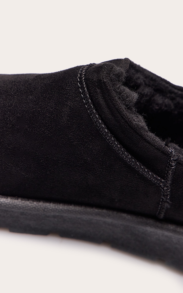 Black Fluffy Lined Platform Slip On Flats image 5