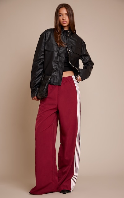 Plum Shell Side Stripe Detail Track Pants