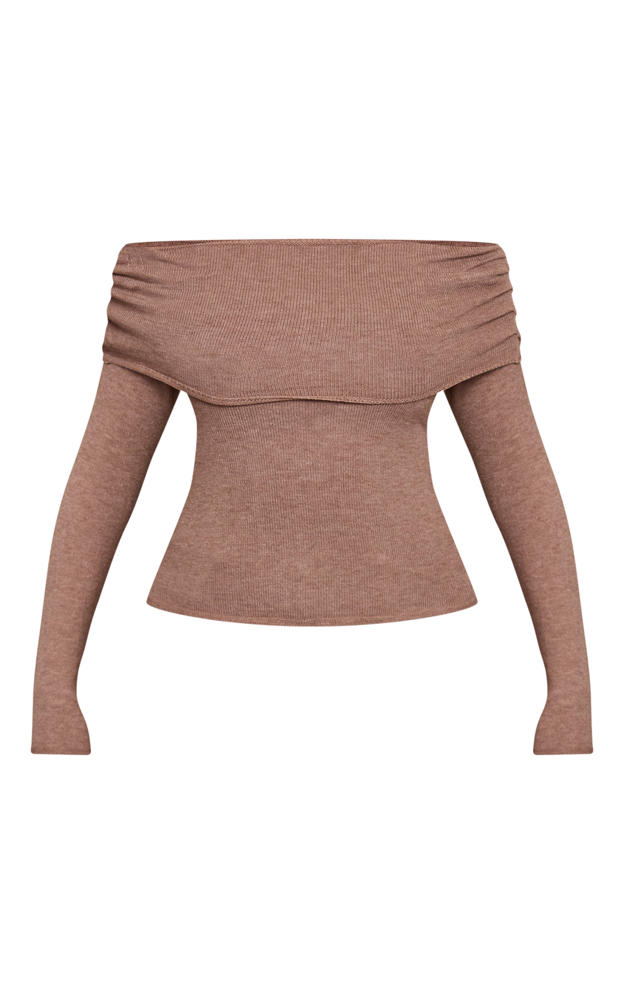 Shape Mocha Knit Bardot Long Sleeve Top image 5