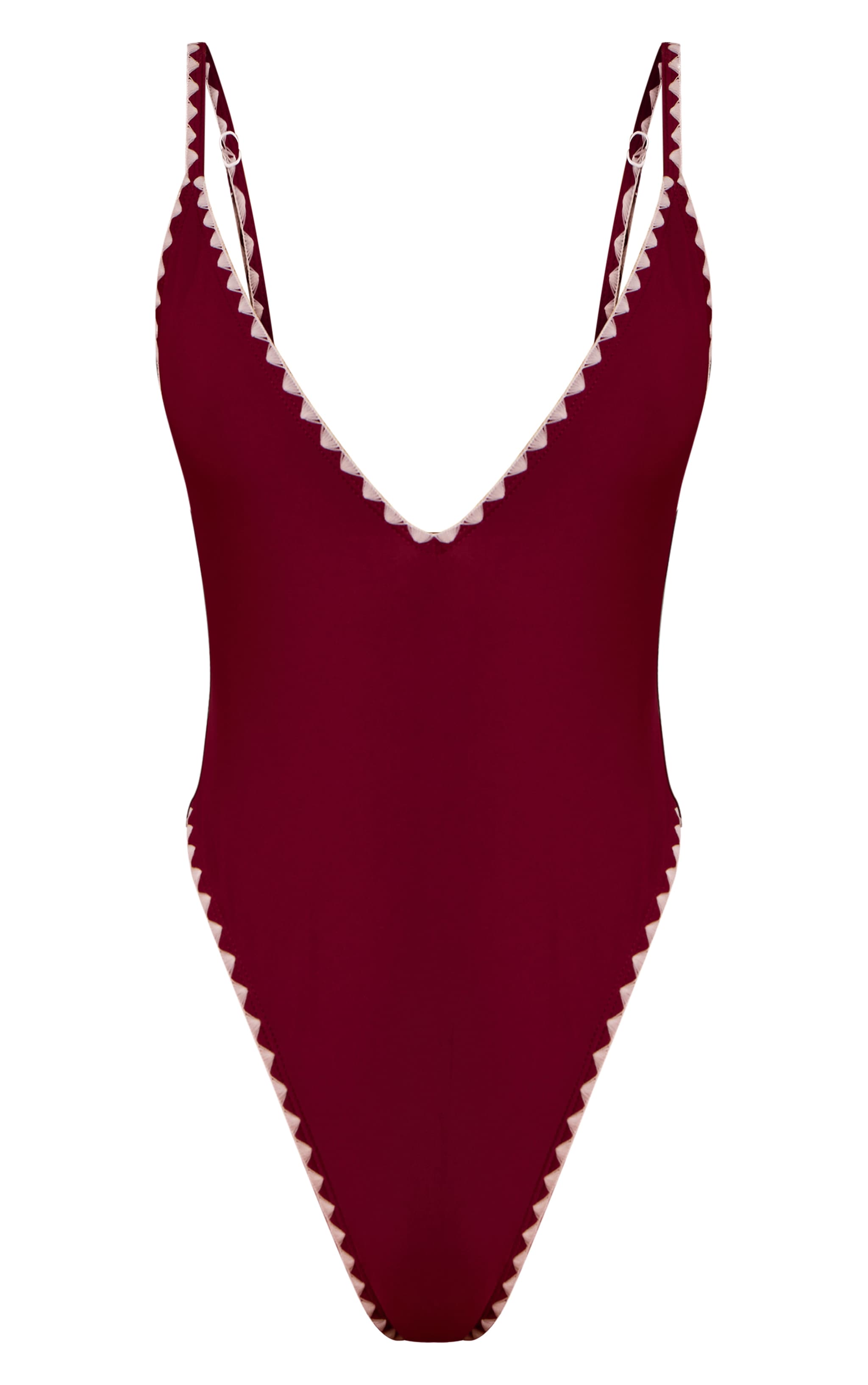 Plum Whip Stitch Plunge High Leg Swimsuit image 5