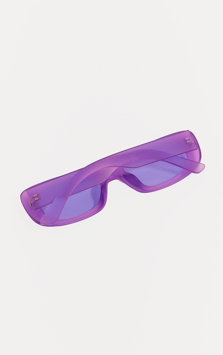  Purple Matte Crystal Rectangular Frame Sunglasses image 3