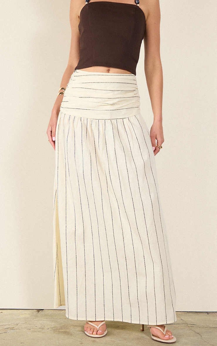 Stone Stripe Cotton Ruched Waist Maxi Skirt image 3