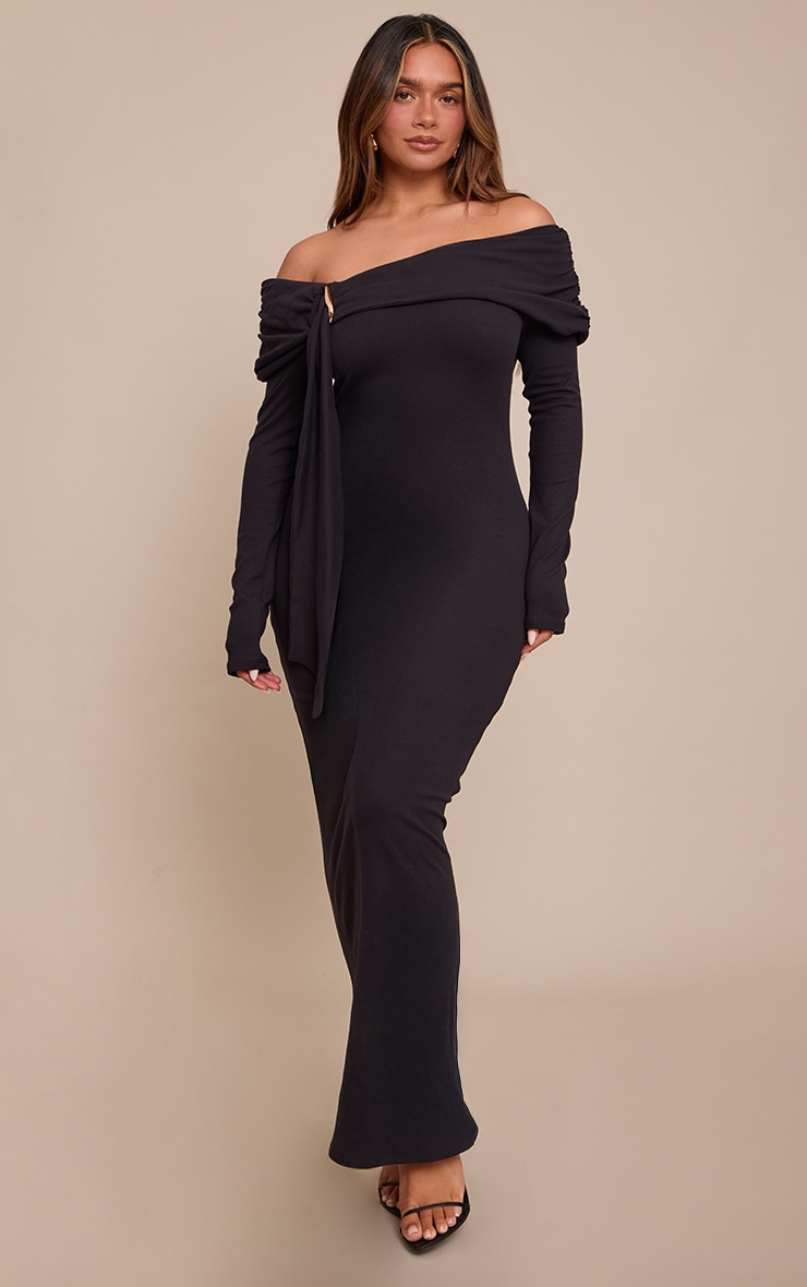 Shape Black Bardot Trim Detail Maxi Dress