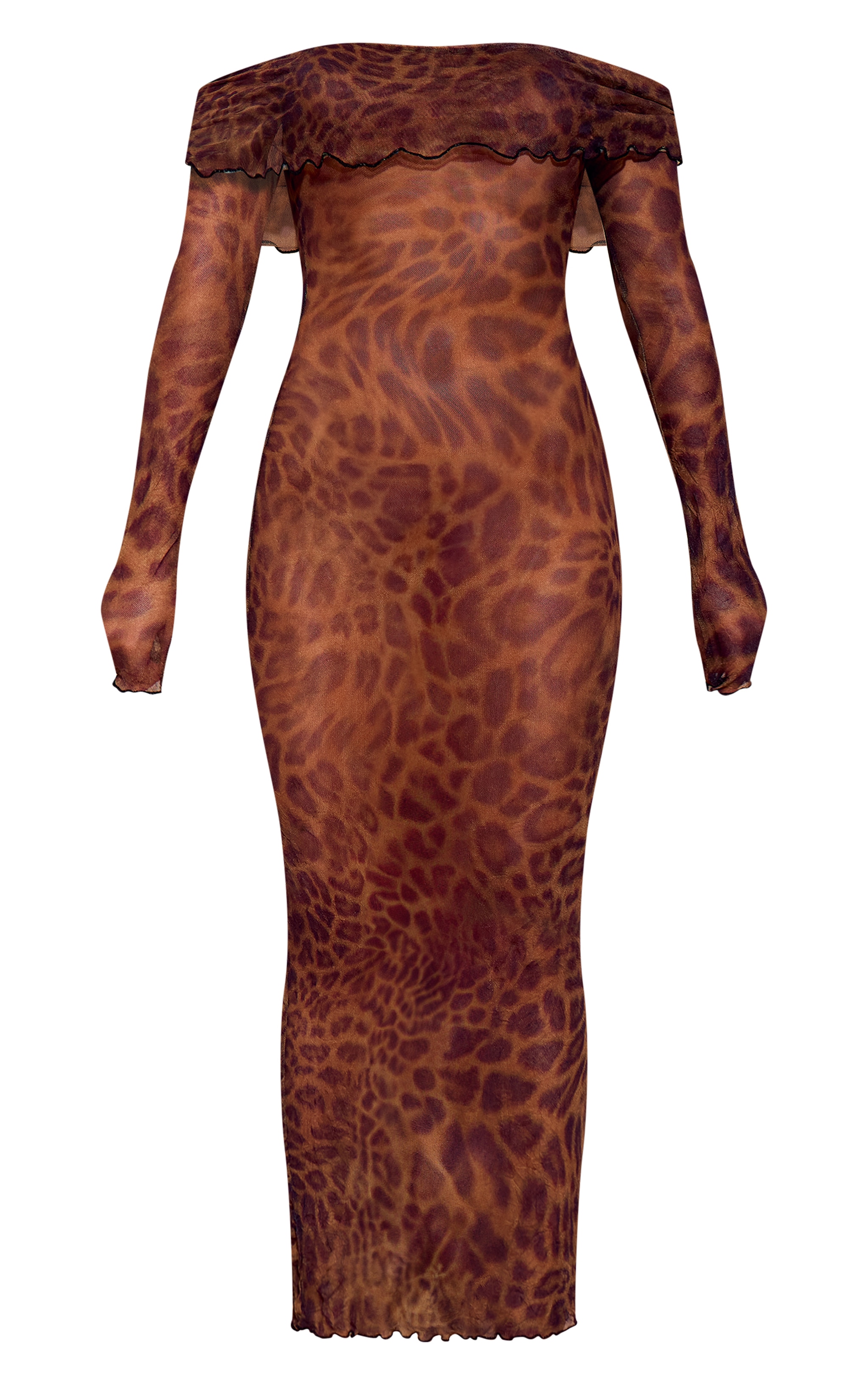 Abstract Print Crinkle Long Sleeve Off The Shoulder Maxi Dress image 1
