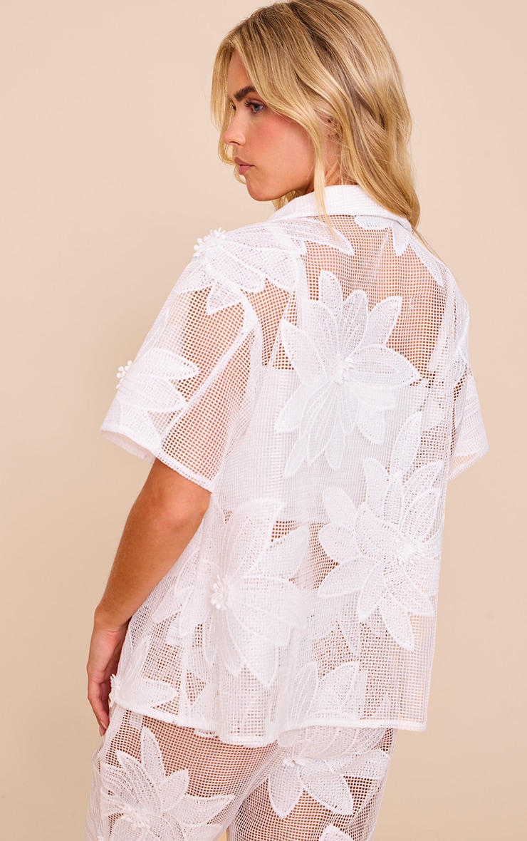 Petite White Applique Flower Shirt image 2