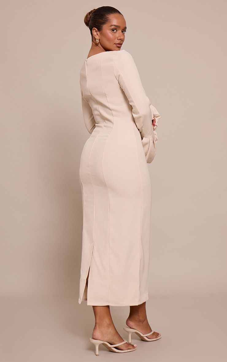 Shape Cream Woven Square Neck Puffball Sleeve maxi Dress image 2