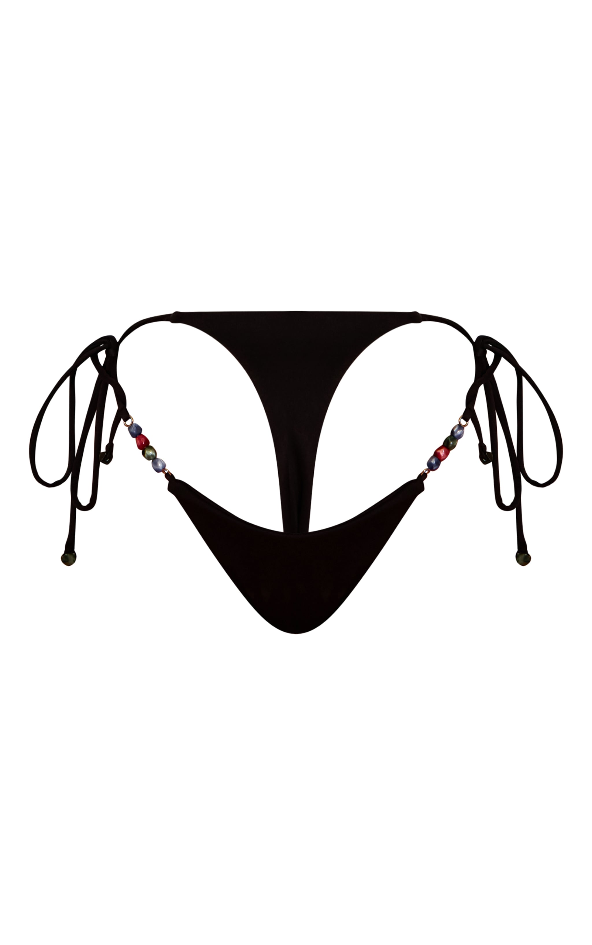 Black Bead Trim Tie Side Bikini Bottoms image 5