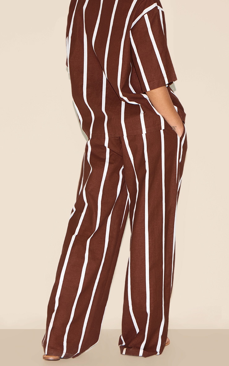 Choc Brown Striped Wide Leg Pants image 3