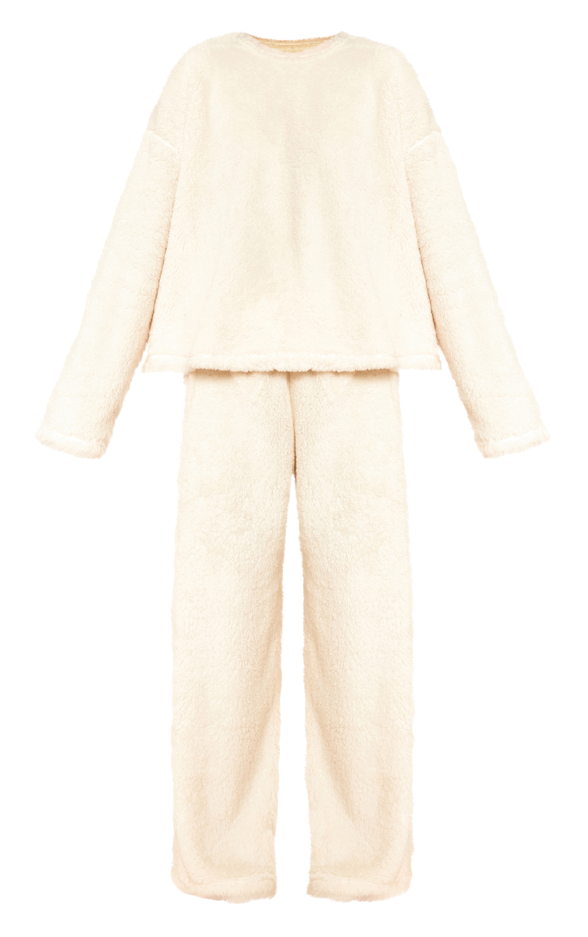 Cream Fleece Sweatshirt Pajama Set image 5