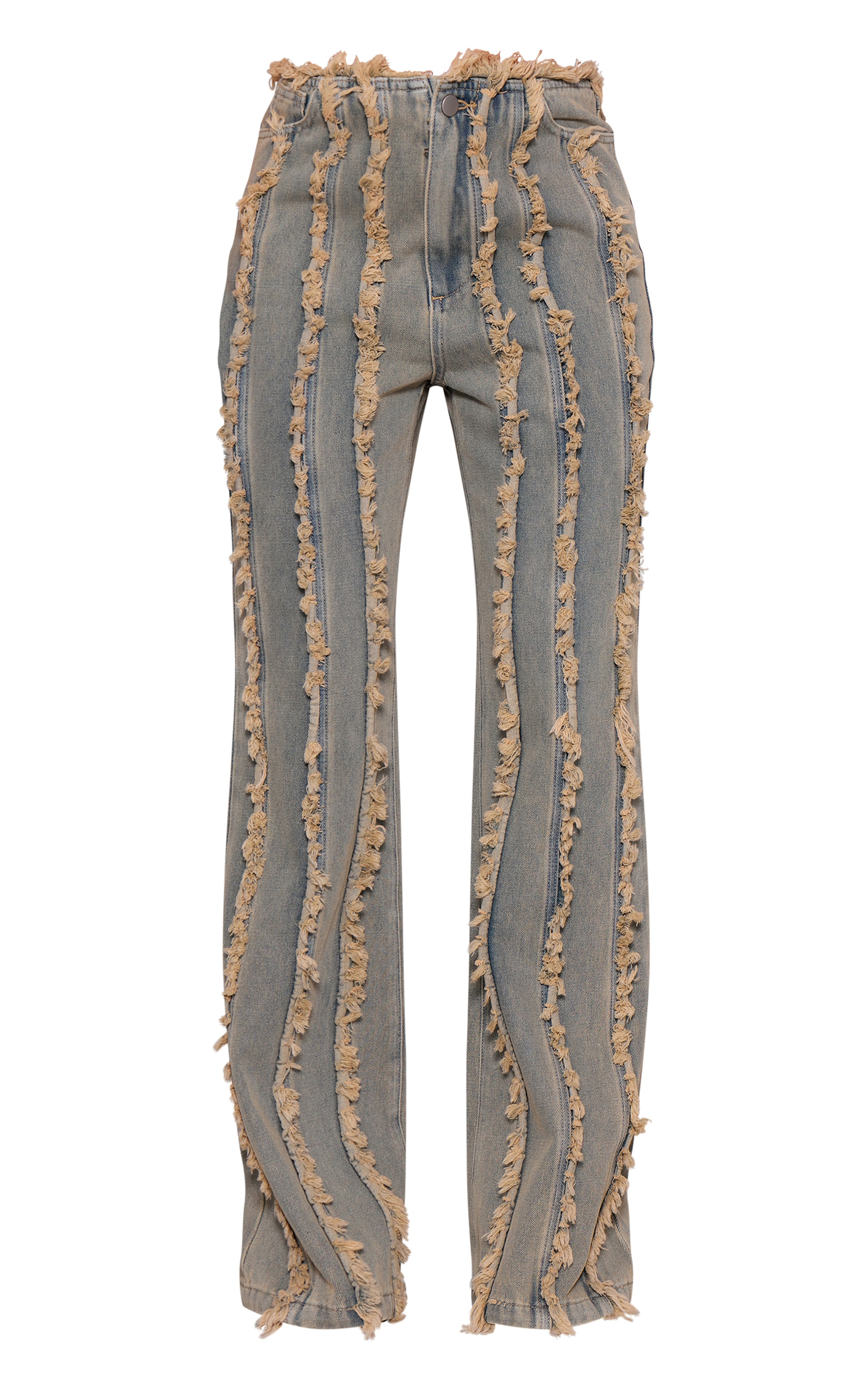 Peach Tint Vintage Frayed Hem Flared Jeans image 5