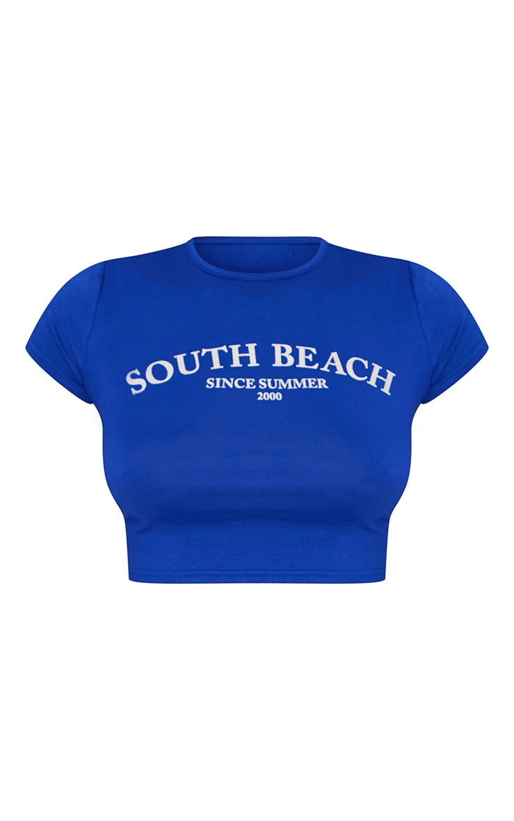 Bright Blue South Beach Fitted Crop T Shirt image 5