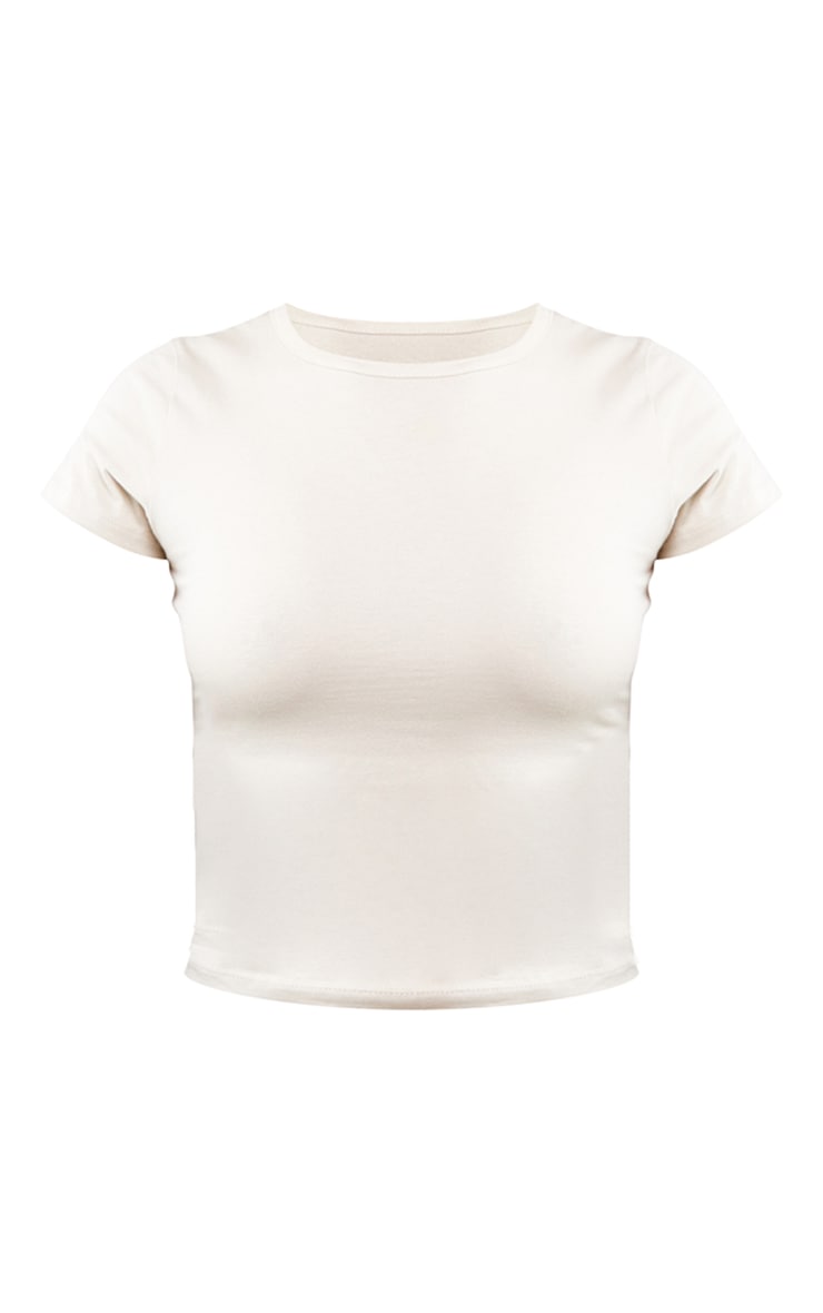 Beige Cotton Short Sleeve T Shirt image 5